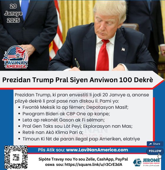 Kèk Dekrè Prezidan Trump Pral Siyen nan Premye Jou li yo