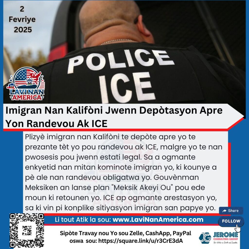Imigran Nan Kalifòni Jwenn Depòtasyon Apre Yon Randevou Ak ICE