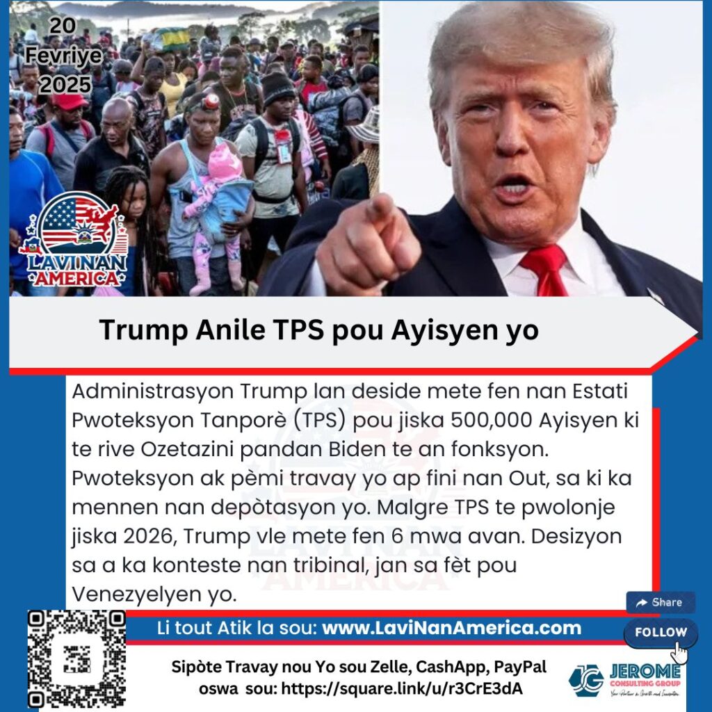 Trump Anile TPS pou Ayisyen yo