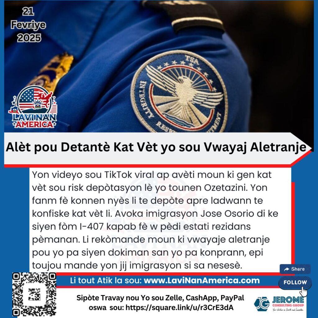 Alèt pou Detantè Kat Vèt yo sou Vwayaj Aletranje
