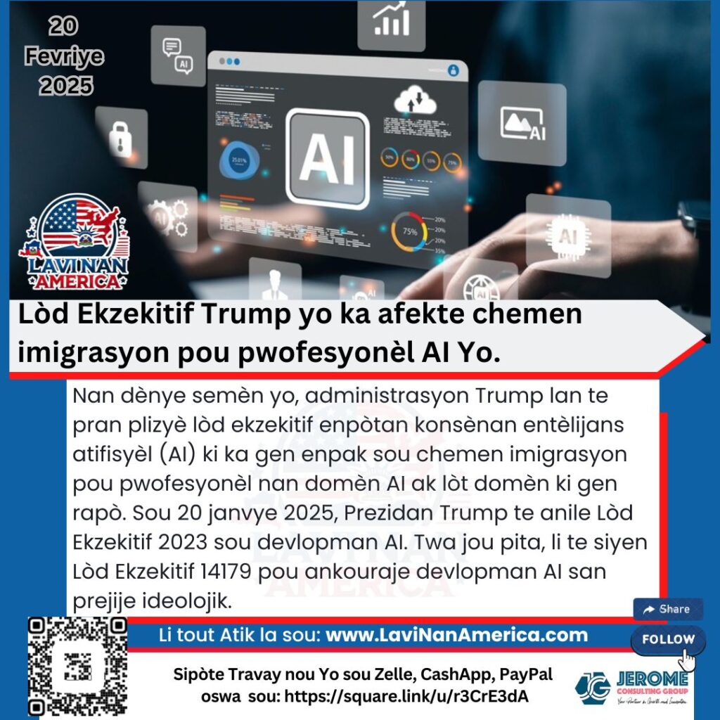 Lòd Ekzekitif Trump yo ka afekte chemen imigrasyon pou pwofesyonèl AI Yo.