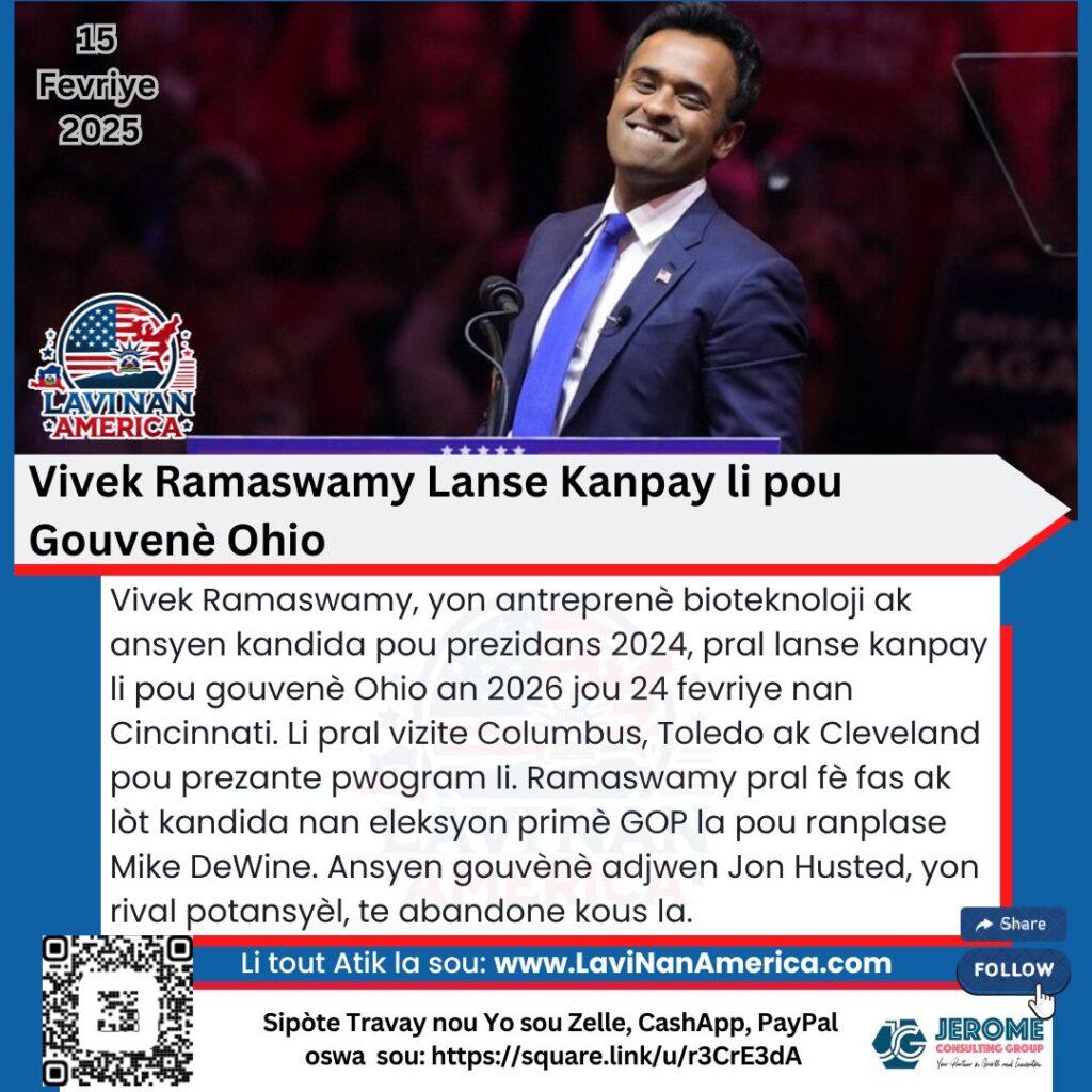 Vivek Ramaswamy Lanse Kanpay li pou Gouvenè Ohio