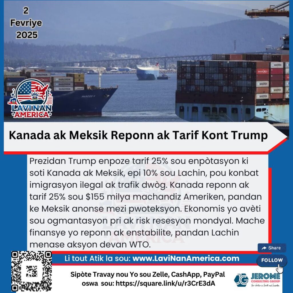 Kanada ak Meksik Reponn ak Tarif Kont Trump